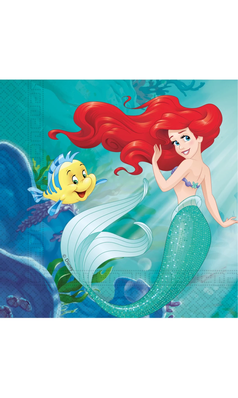 Disney Ariel Curious FSC Two-Ply Paper Napkins 33x33cm - 20pk