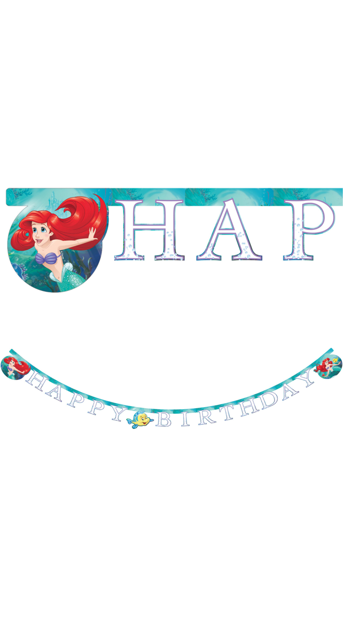 Disney Ariel Curious FSC "Happy Birthday" Die-Cut Paper Banner - 1pk