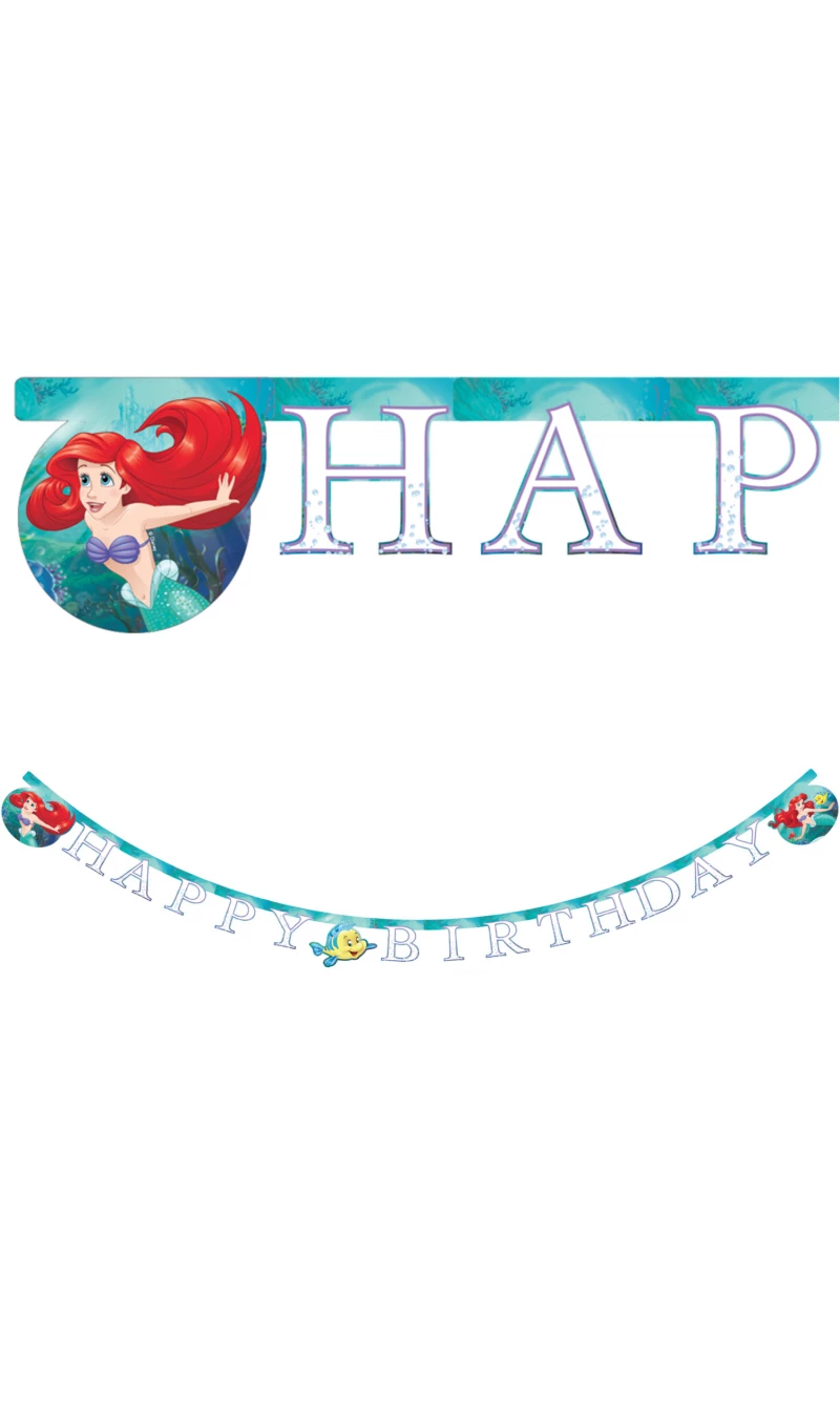 Disney Ariel Curious FSC "Happy Birthday" Die-Cut Paper Banner - 1pk