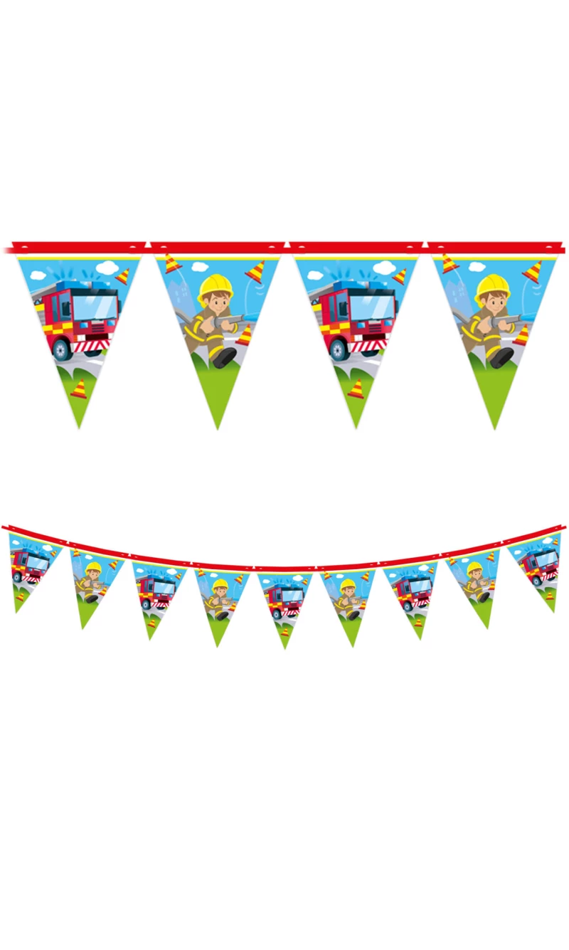Firefighters FSC Paper Triangle Flag Banner (9 flags) - 1pk