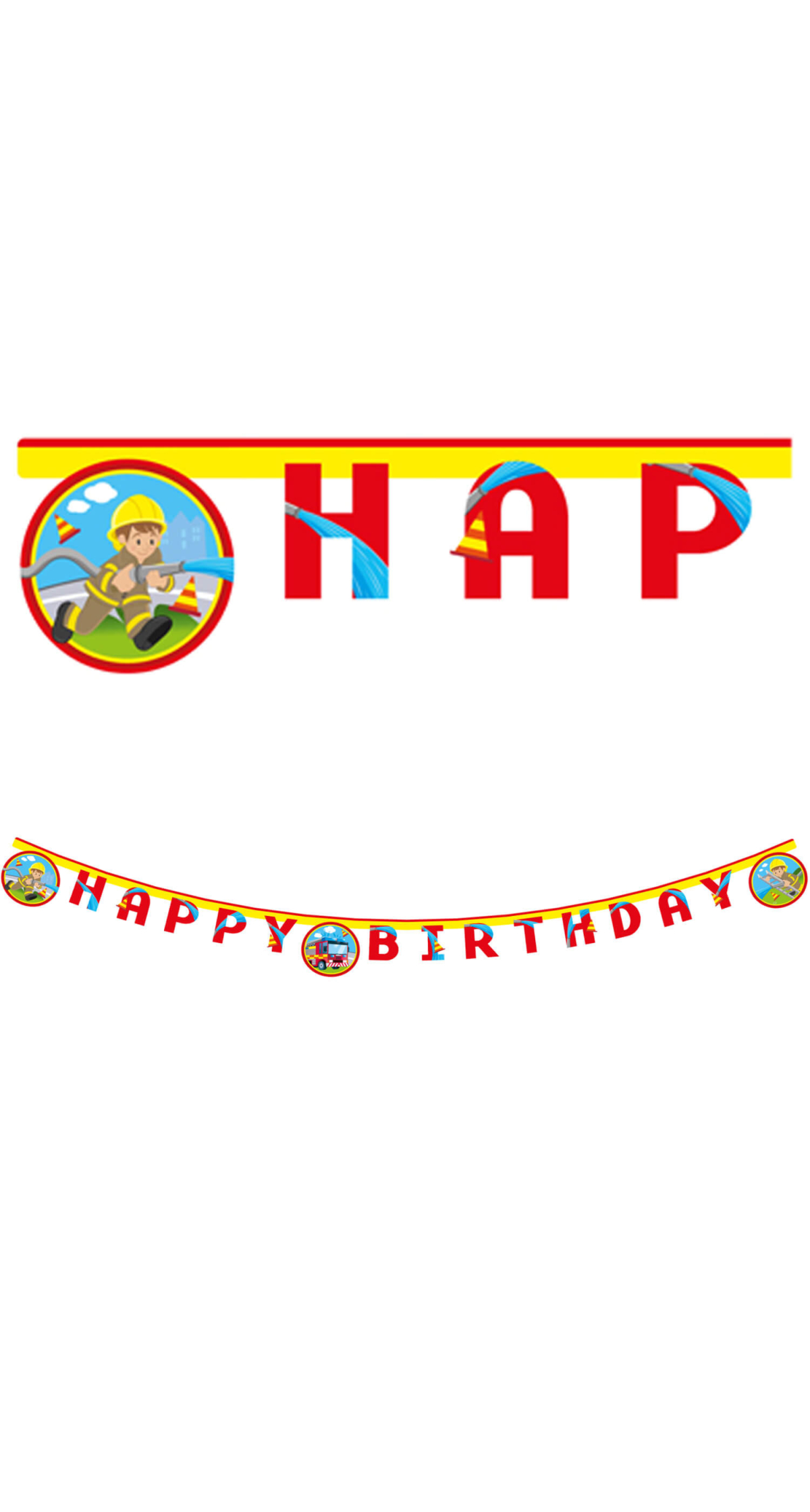 Firefighters FSC "Happy Birthday" Die-Cut Paper Banner - 1pk