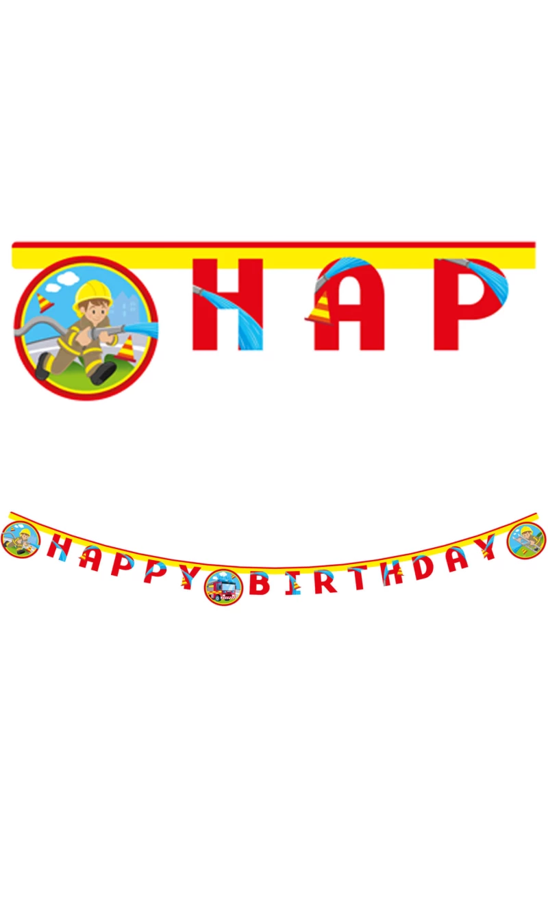 Firefighters FSC "Happy Birthday" Die-Cut Paper Banner - 1pk