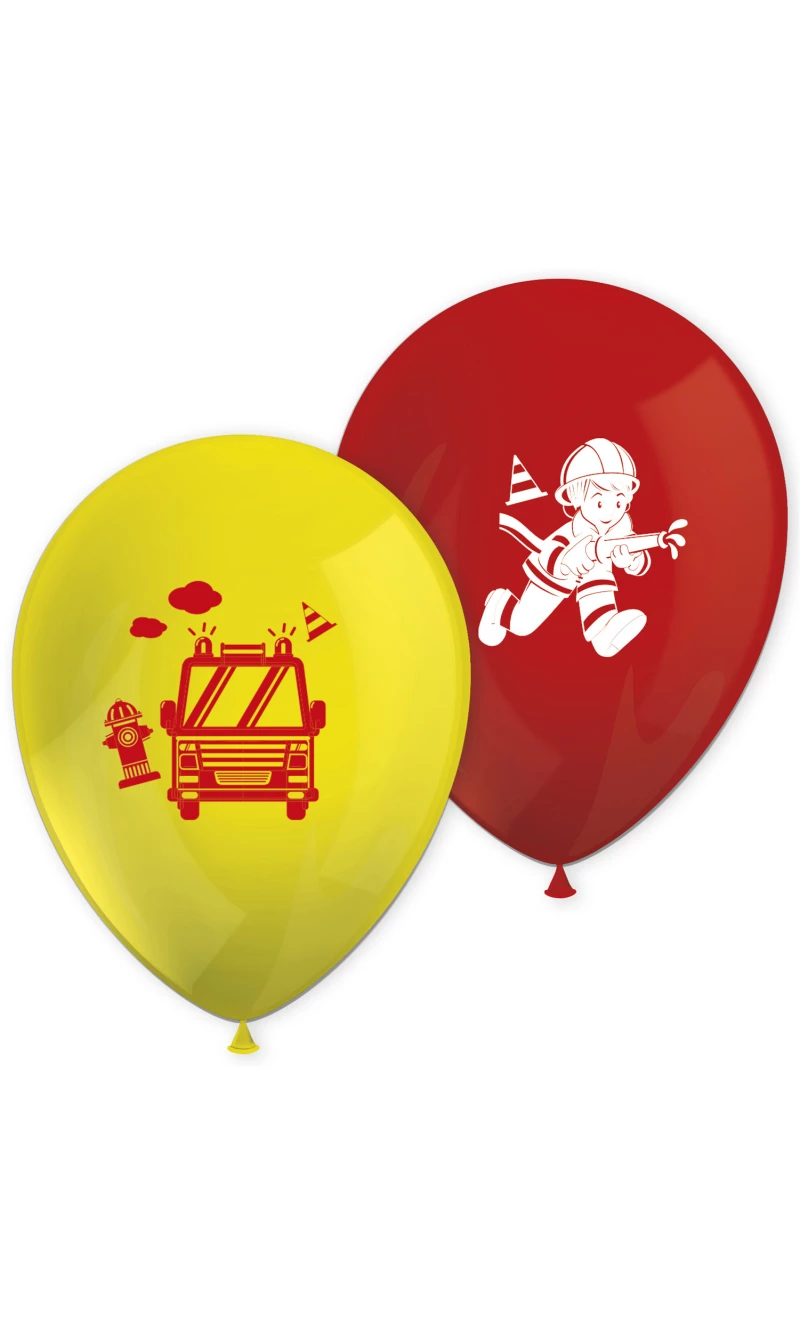 Firefighters Printed Latex Balloons - 8pk