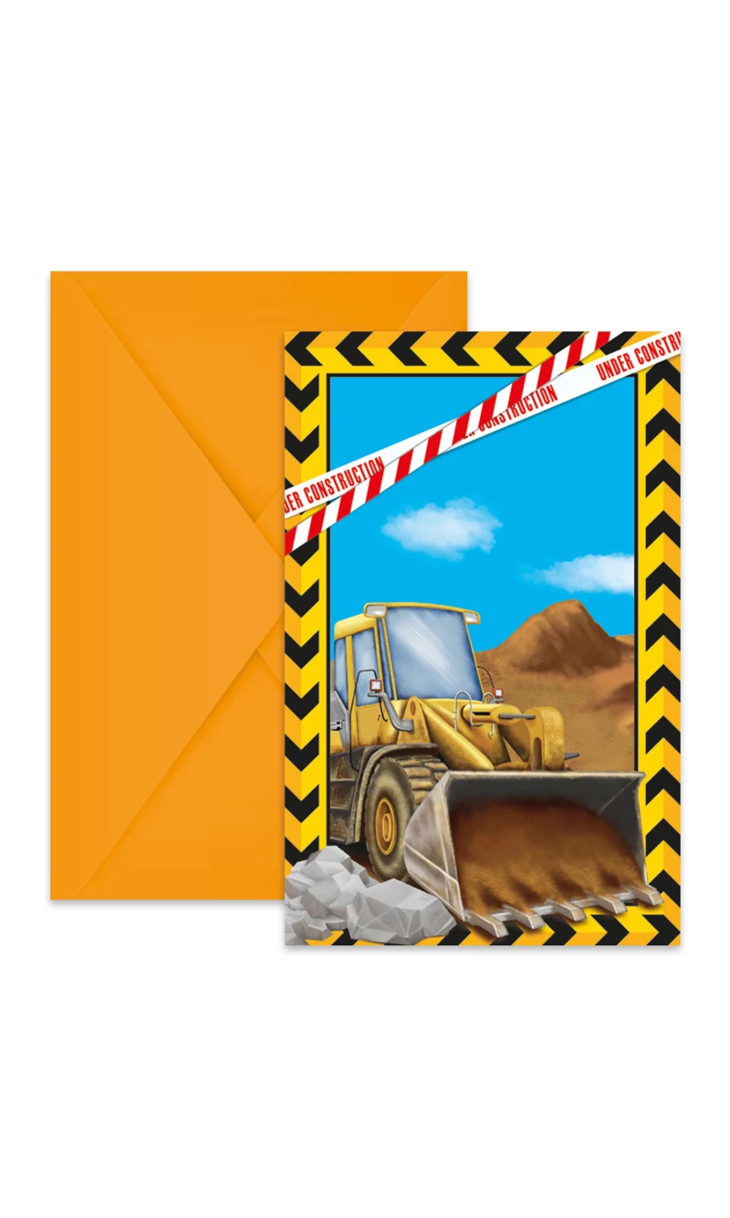 Construction FSC Invitations & Envelopes - 6pk