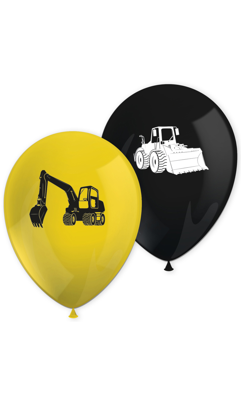 Construction Printed Latex Balloons - 8pk