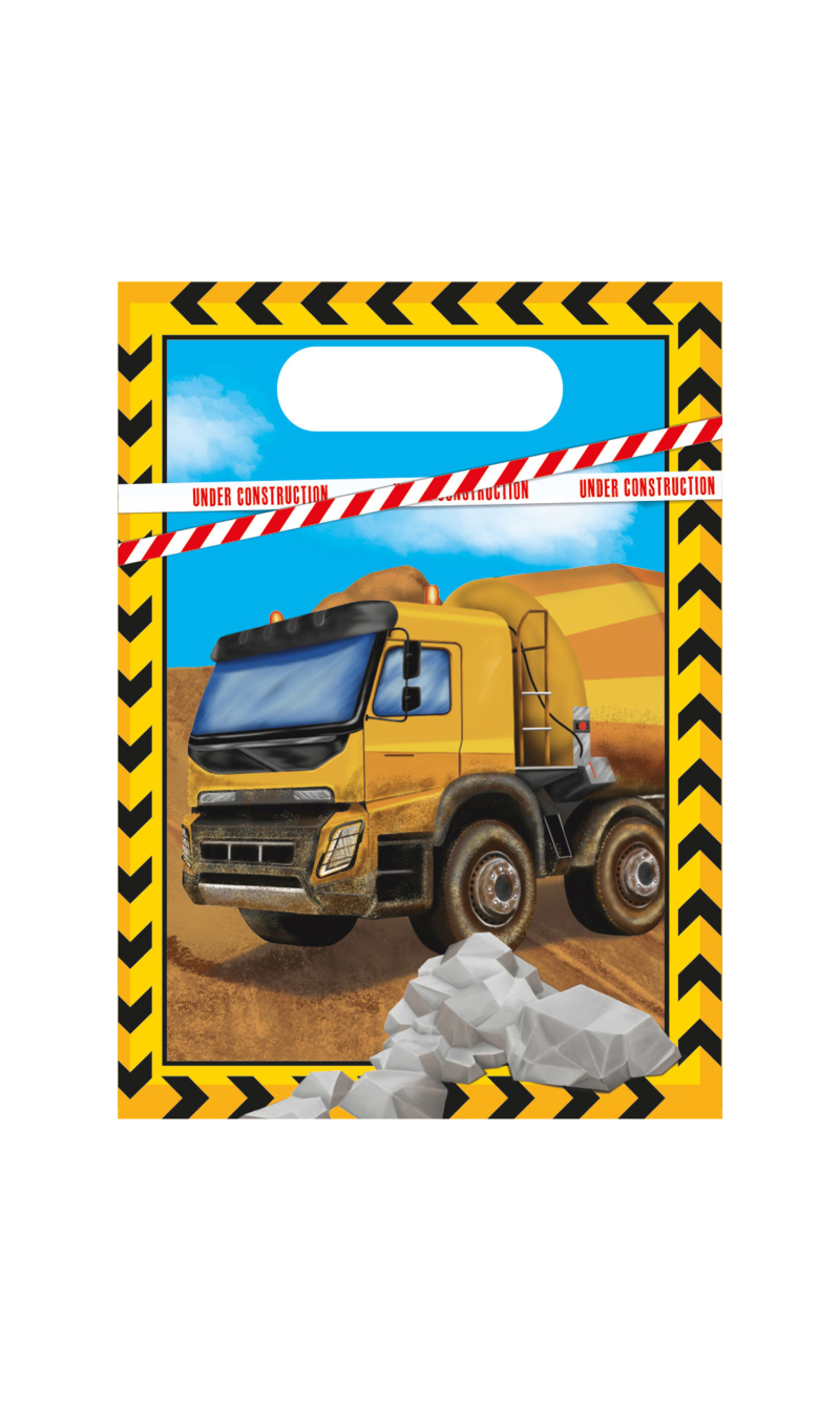 Construction Plastic Party Bags - 6pk