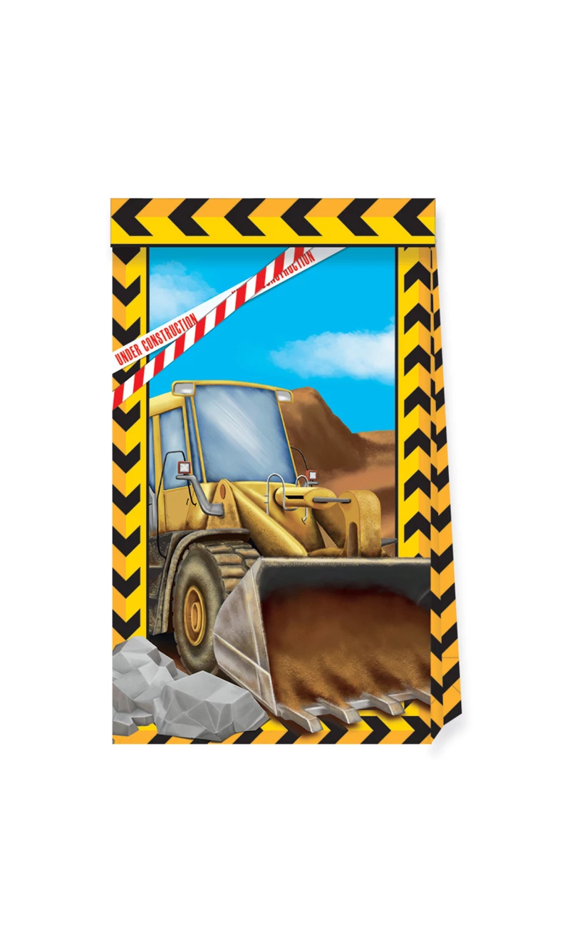 Construction FSC Paper Party Bags - 4pk