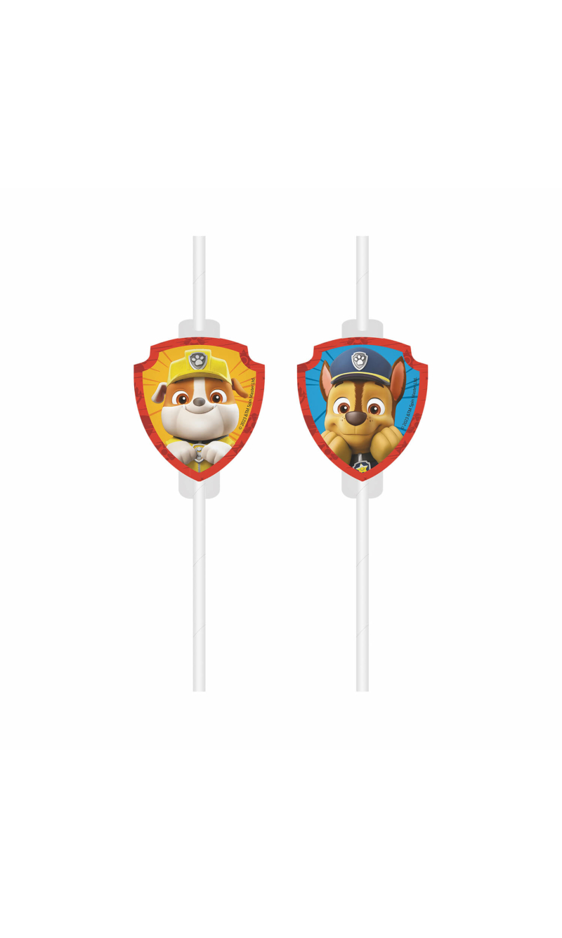 Paw Patrol FSC Medallion Paper Drinking Straws - 4pk