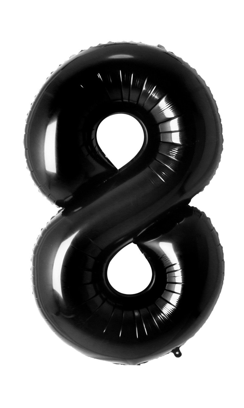 34 Inch Foil Balloon Number 8 - Black