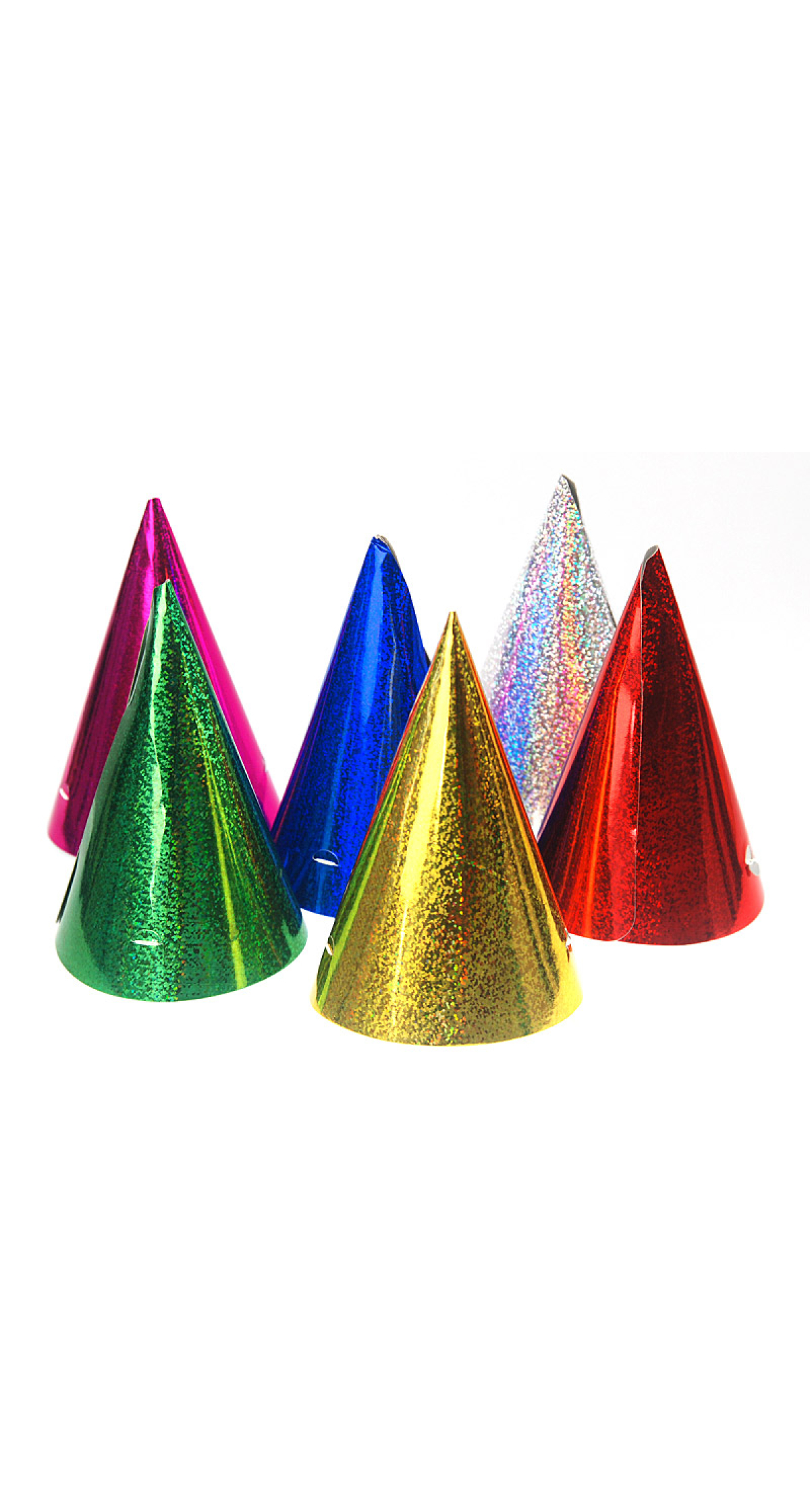 Holographic Party Hats, Mix, 16cm (1pkt / 20pc)