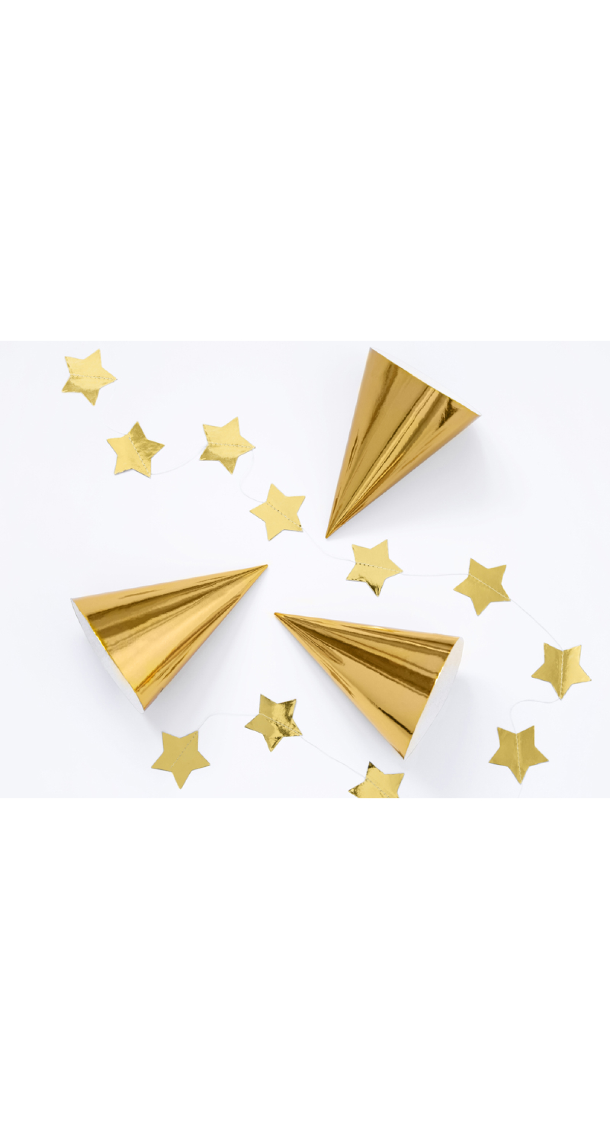 Party Hats, Gold, 16cm (1pkt / 6pc)