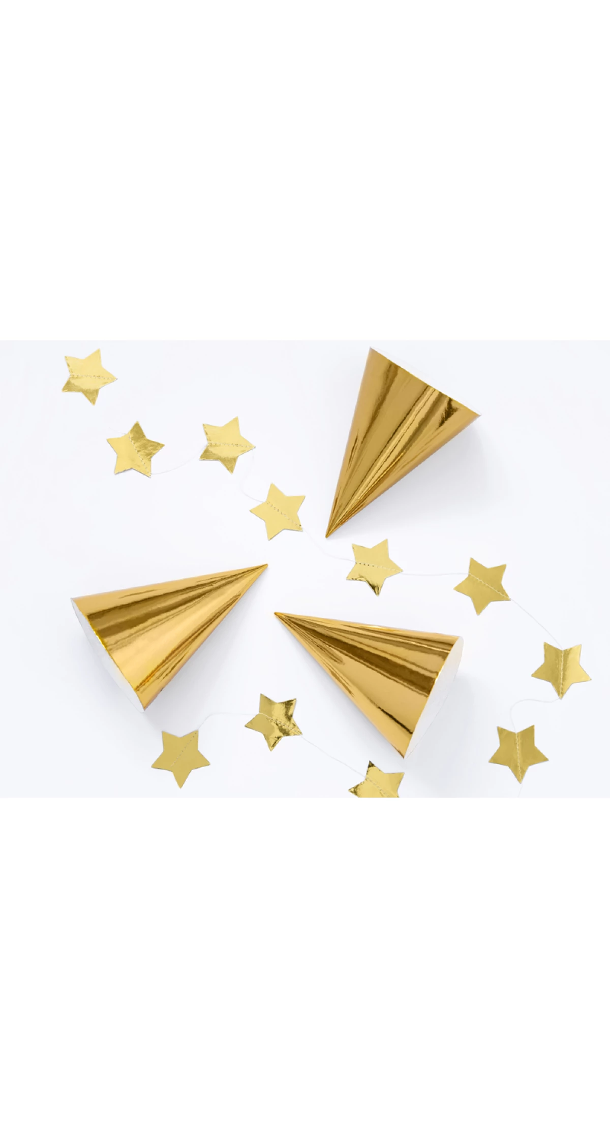 Party Hats, Gold, 16cm (1pkt / 6pc)