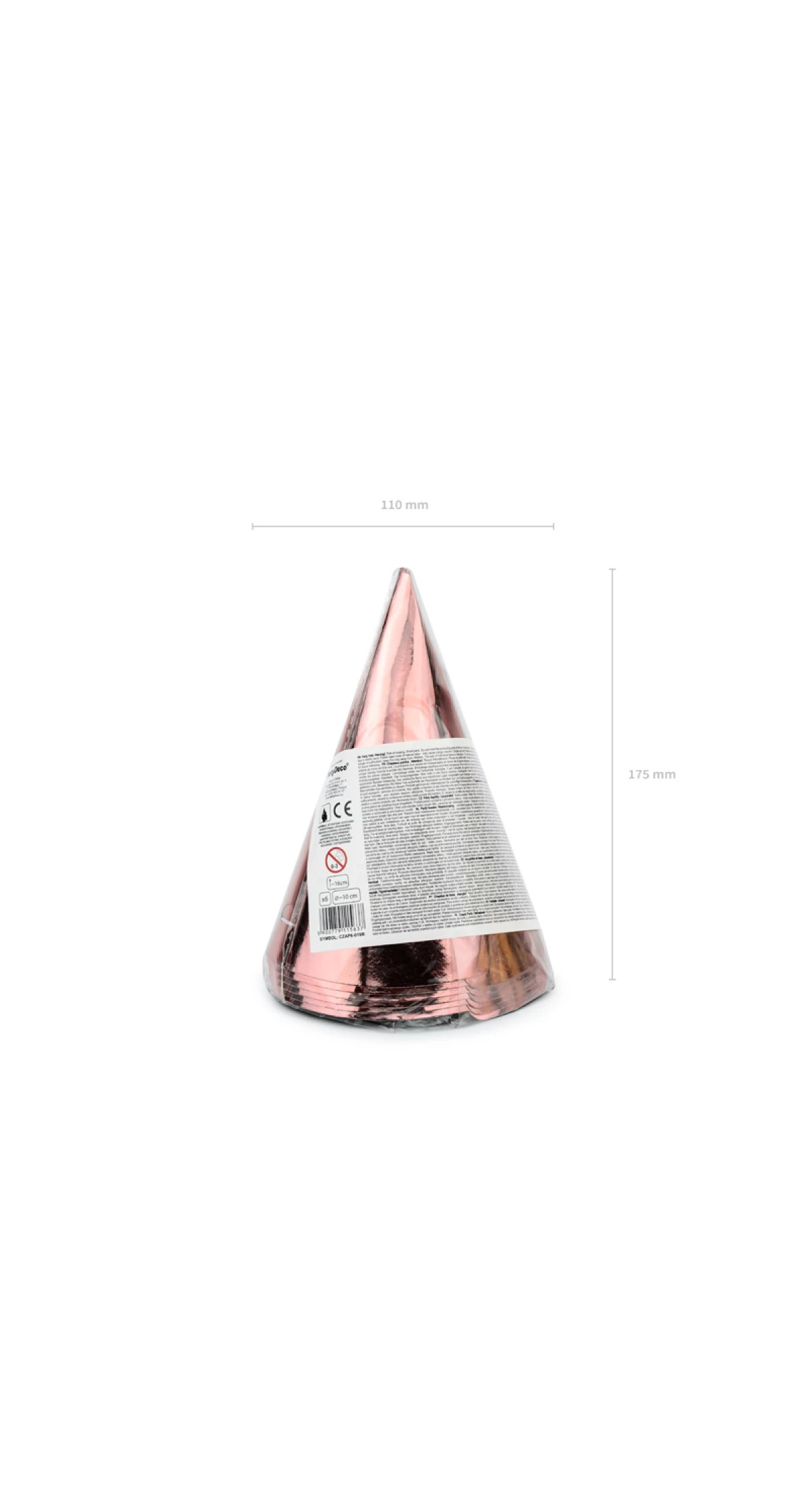 Party Hats, Rose Gold, 16cm (1 pkt / 6 pc.)