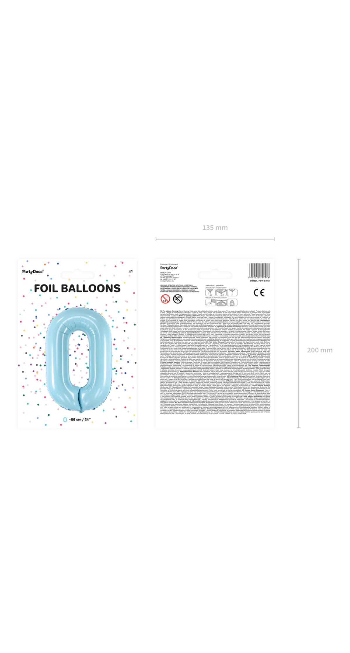34 Inch Foil Balloon Number 0 – Light Blue