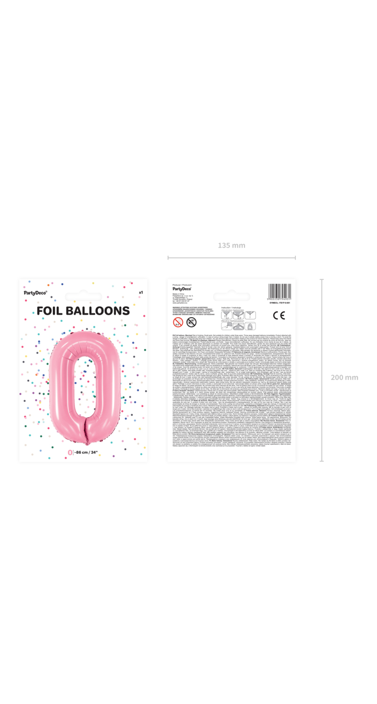 34 Inch Foil Balloon Number 0 – Light Pink
