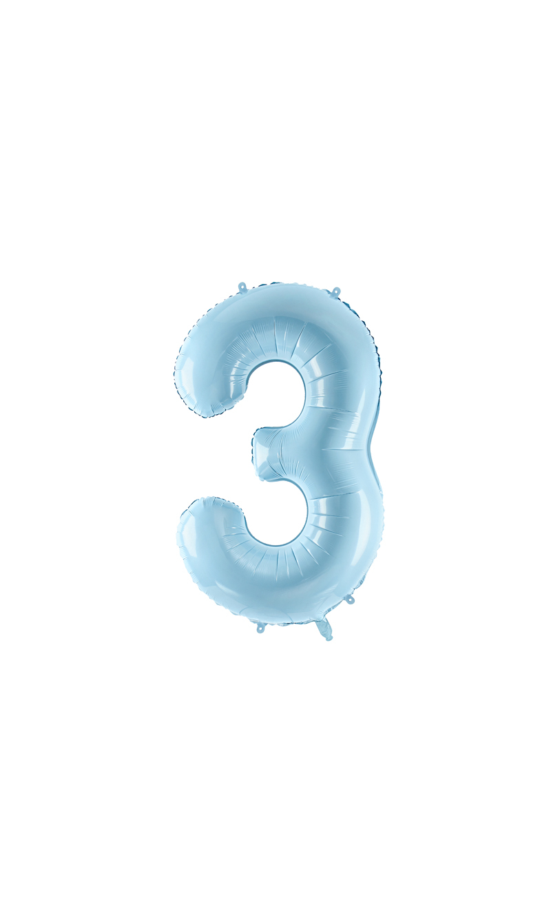 34 Inch Foil Balloon Number 3 – Light Blue