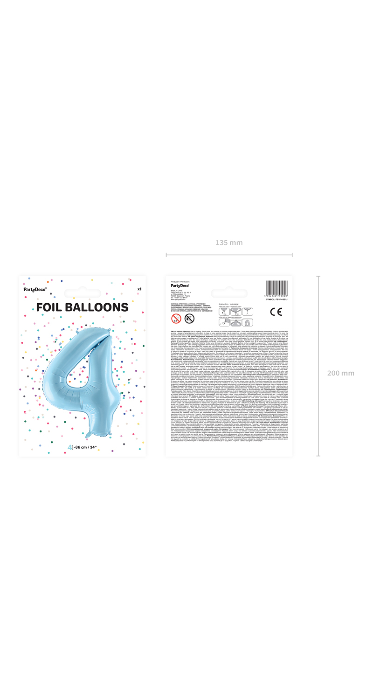 34 Inch Foil Balloon Number 4 – Light Blue