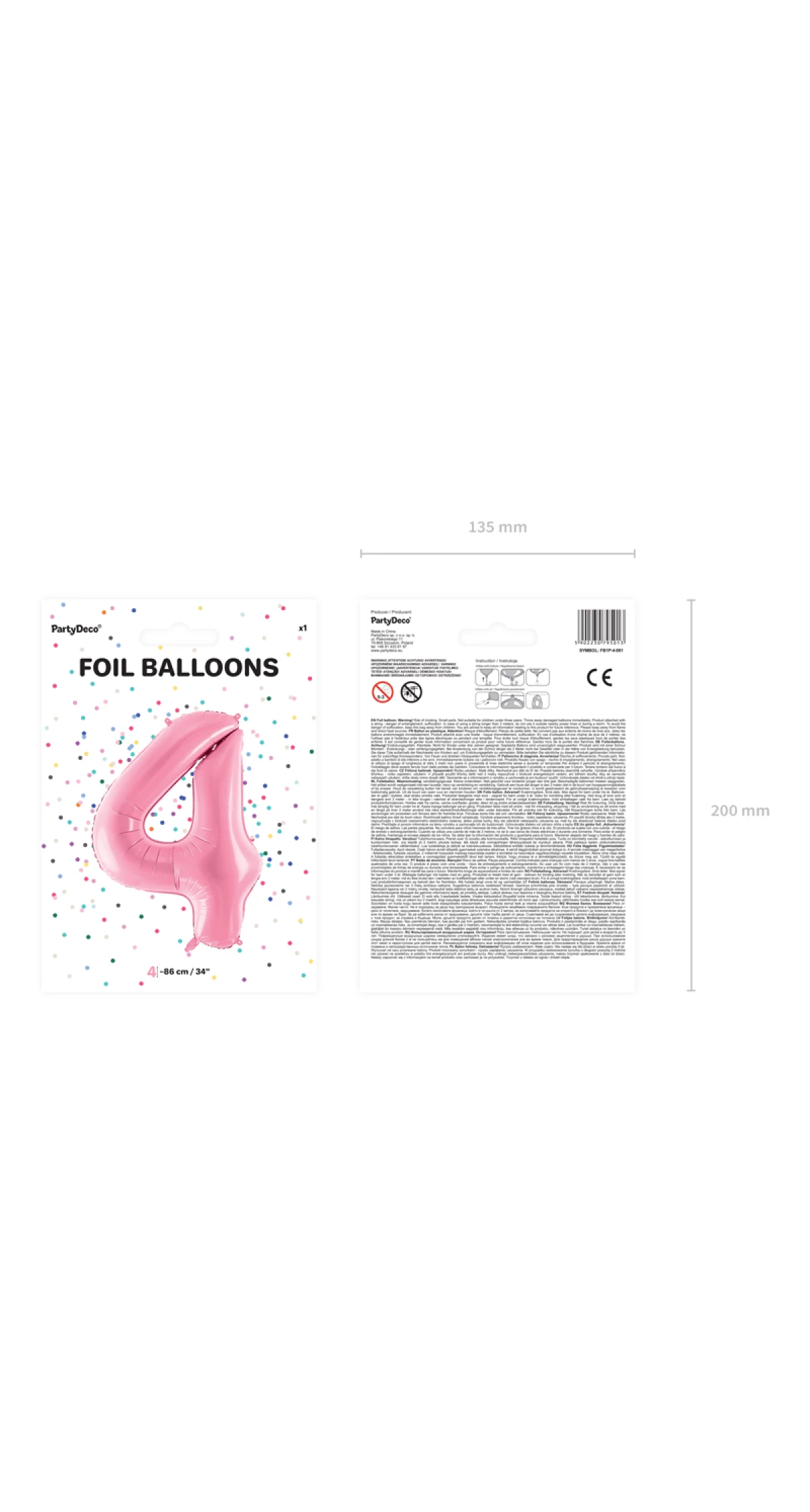 34 Inch Foil Balloon Number 4 – Light Pink