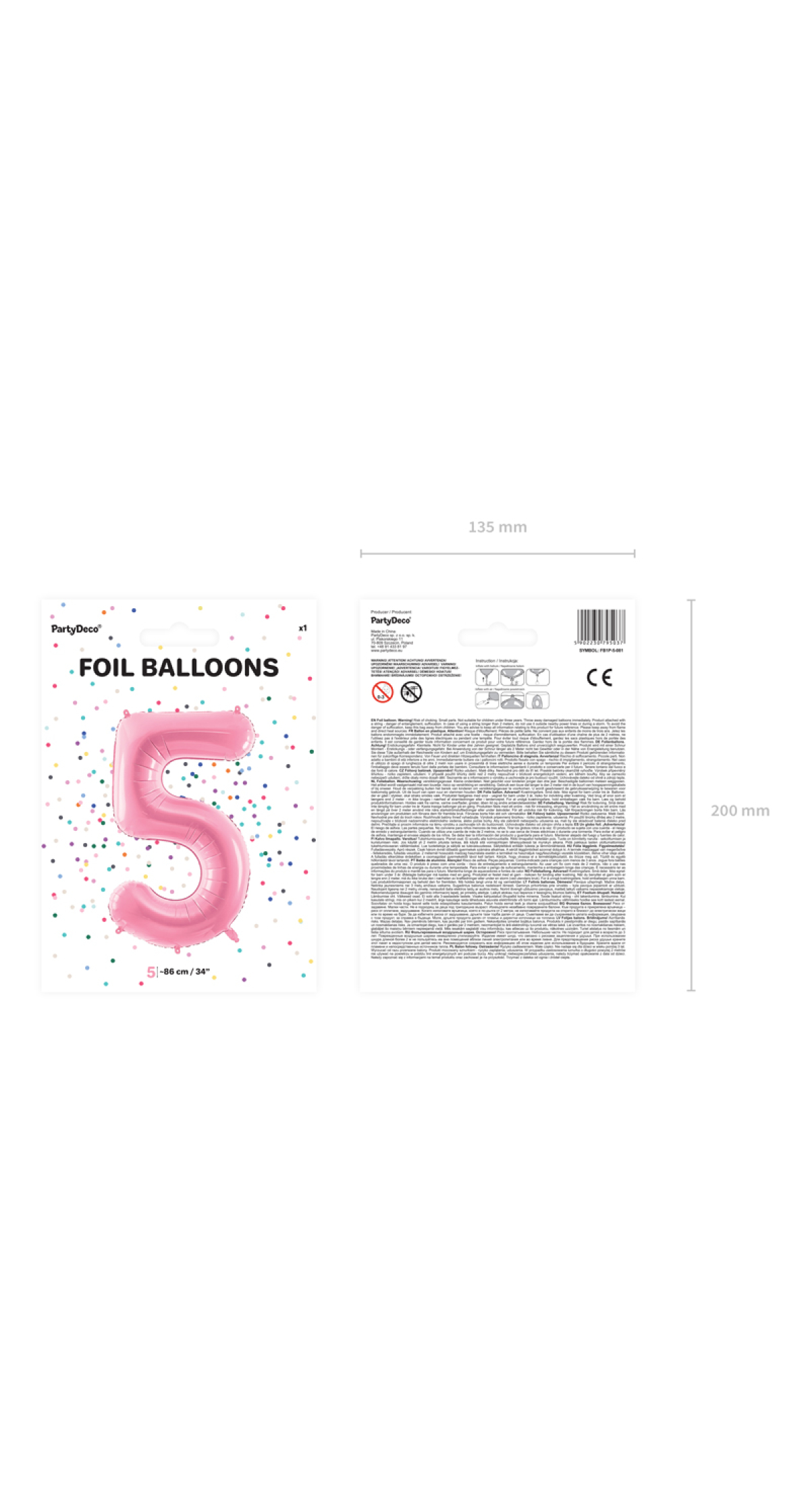 34 Inch Foil Balloon Number 5 – Light Pink