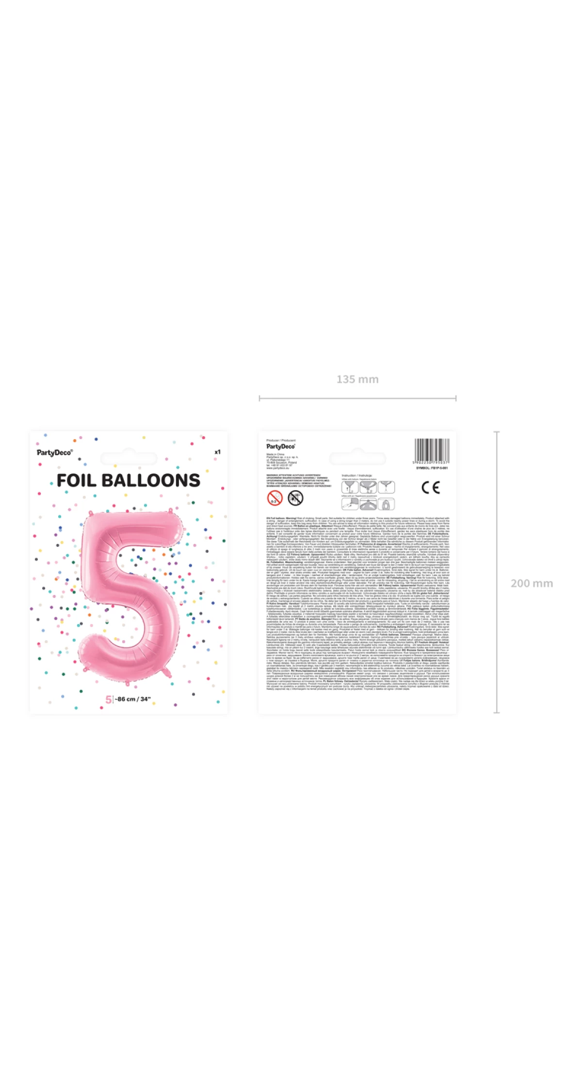 34 Inch Foil Balloon Number 5 – Light Pink