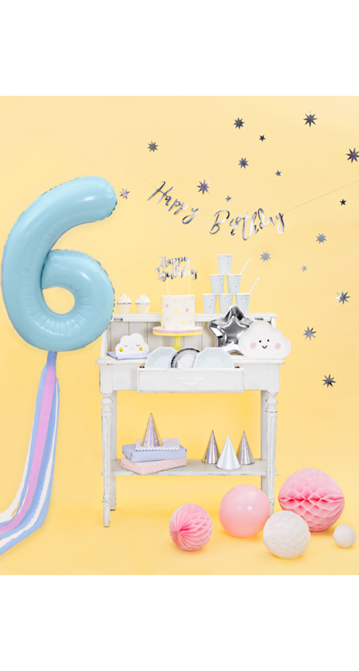 34 Inch Foil Balloon Number 6 – Light Blue