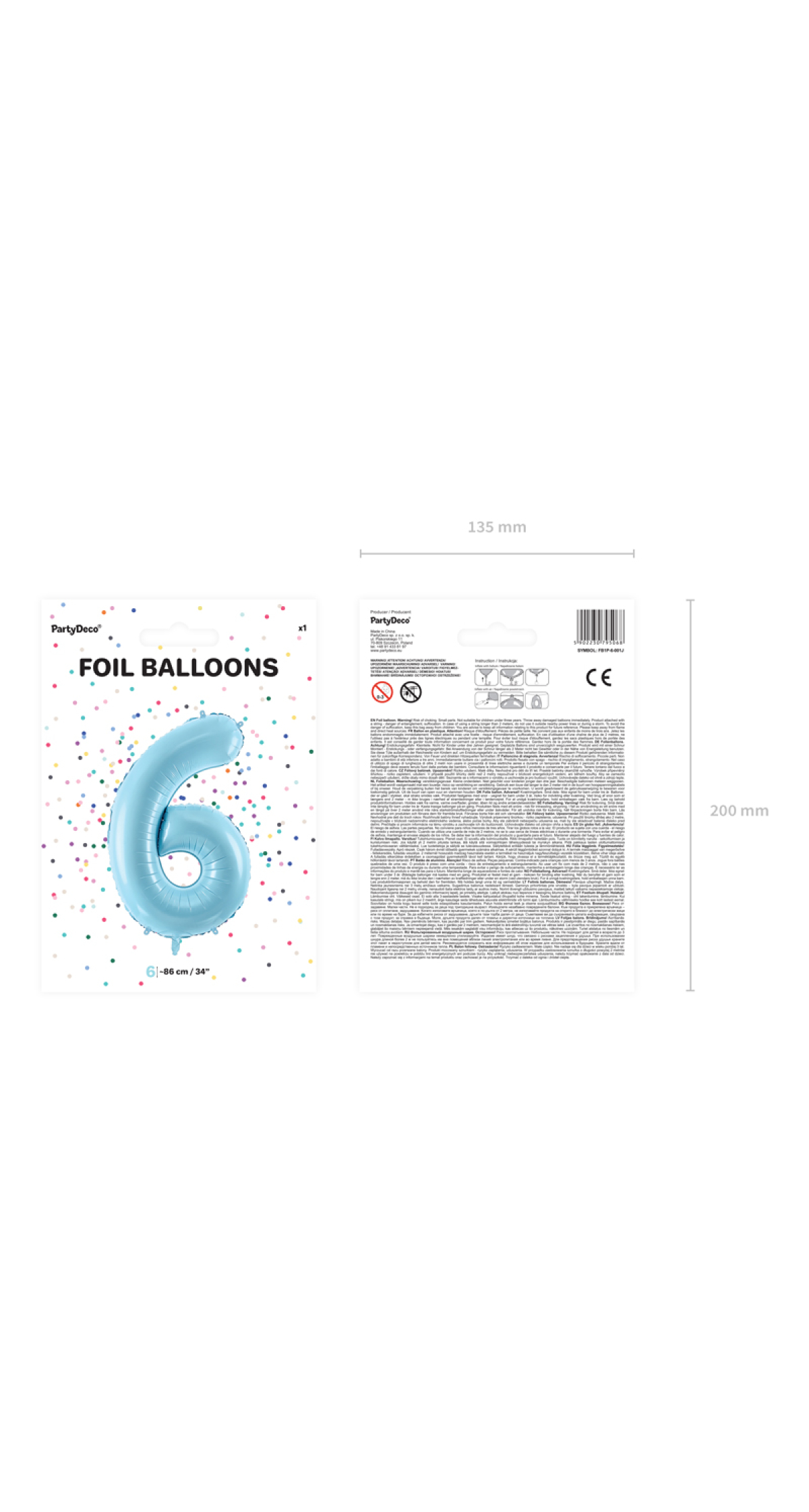 34 Inch Foil Balloon Number 6 – Light Blue