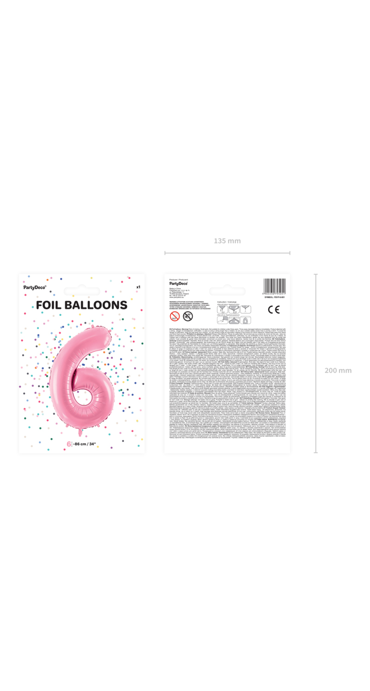 34 Inch Foil Balloon Number 6 – Light Pink