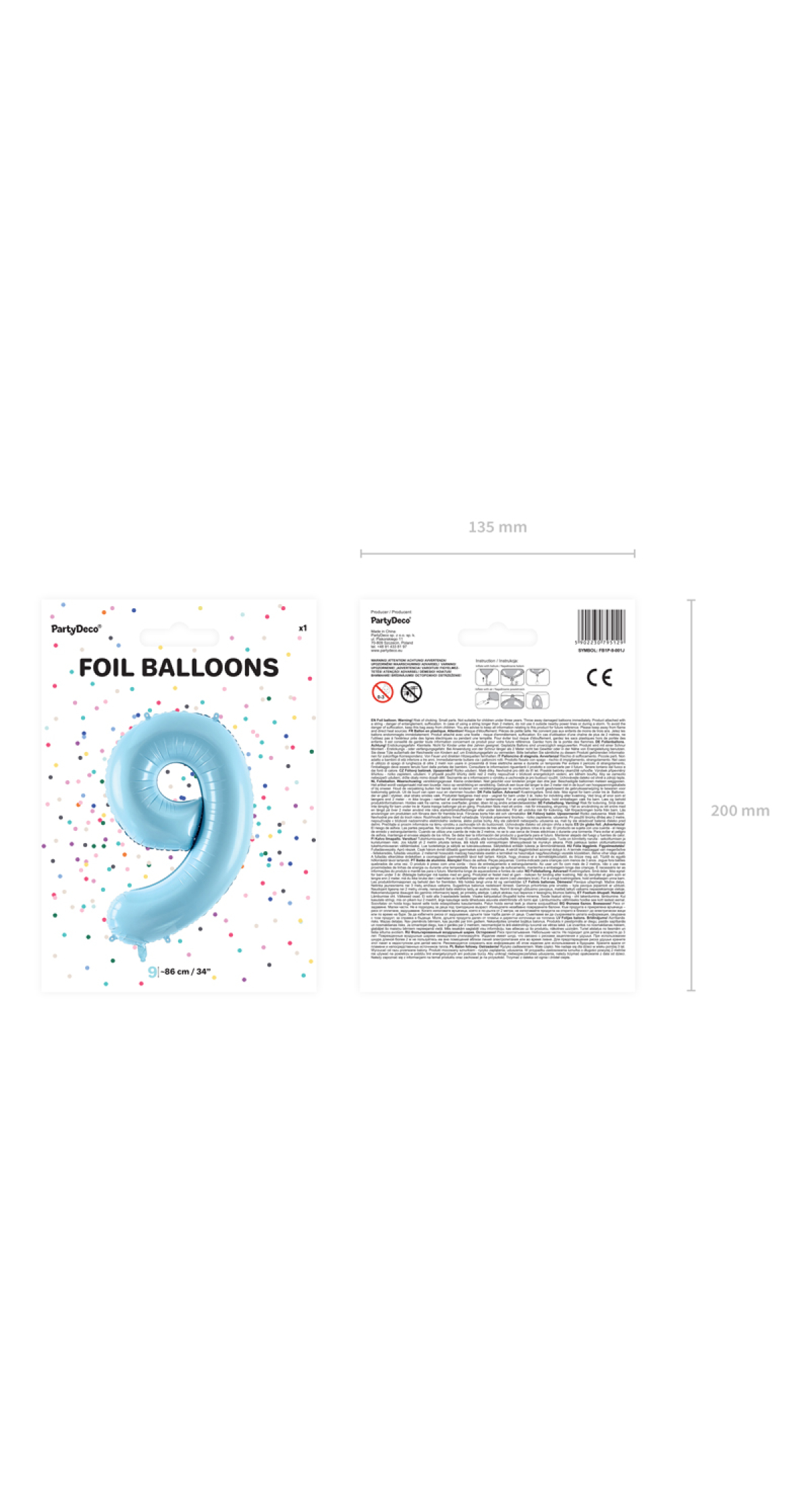34 Inch Foil Balloon Number 9 – Light Blue