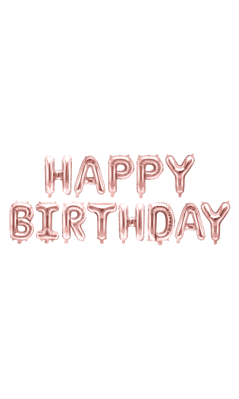 Foil Balloon Happy Birthday, 340x35cm, Rose Gold