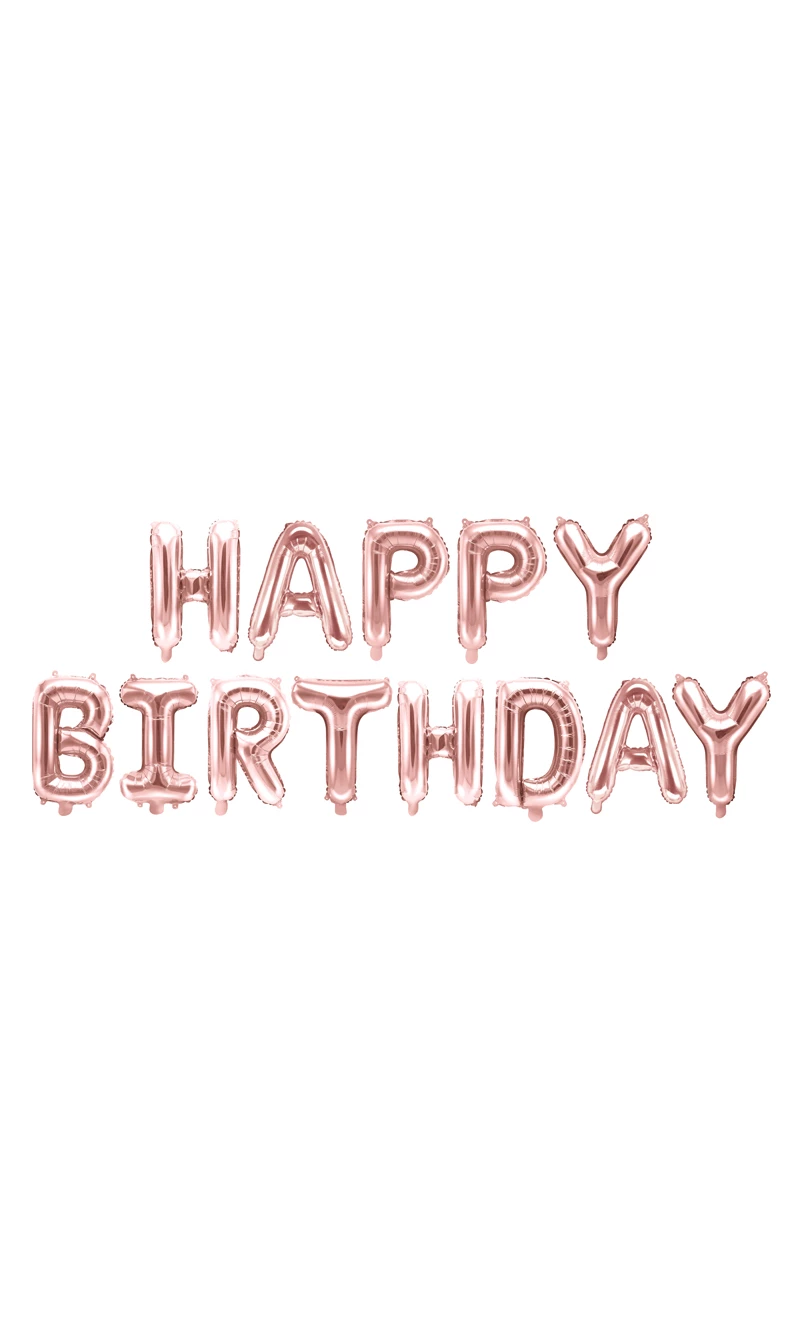 Foil Balloon Happy Birthday, 340x35cm, Rose Gold