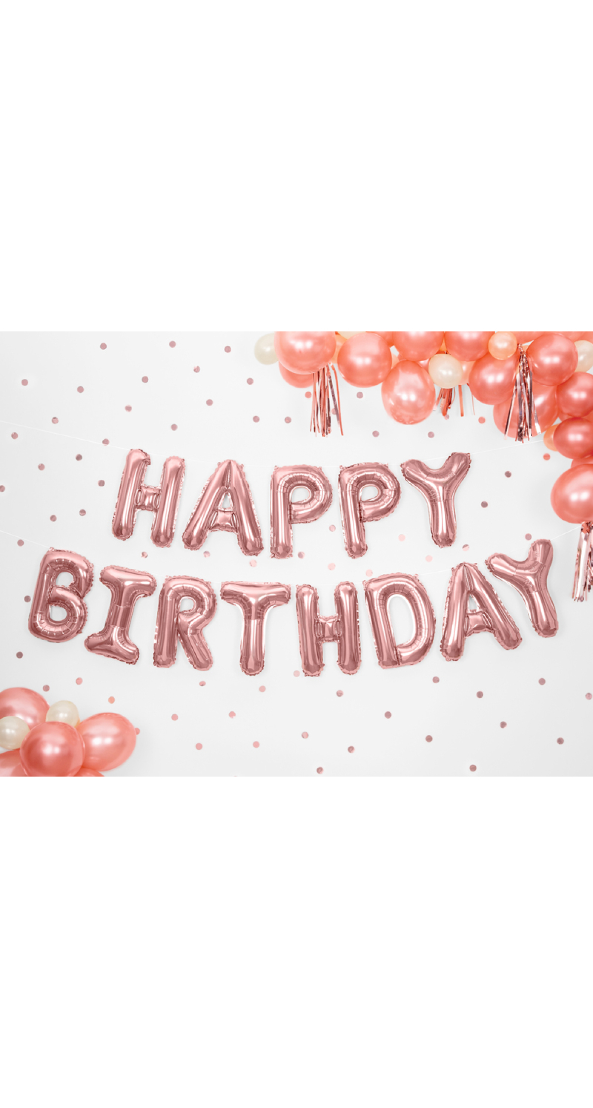 Foil Balloon Happy Birthday, 340x35cm, Rose Gold