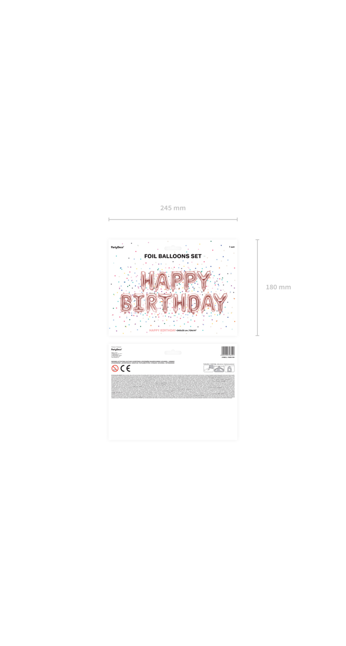 Foil Balloon Happy Birthday, 340x35cm, Rose Gold