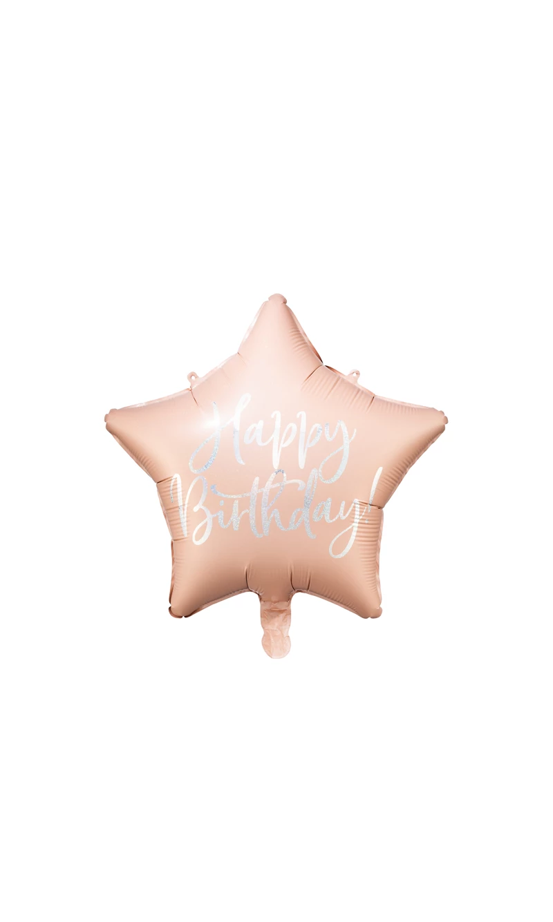 Foil Balloon Happy Birthday, 40cm, Light Powder Pink