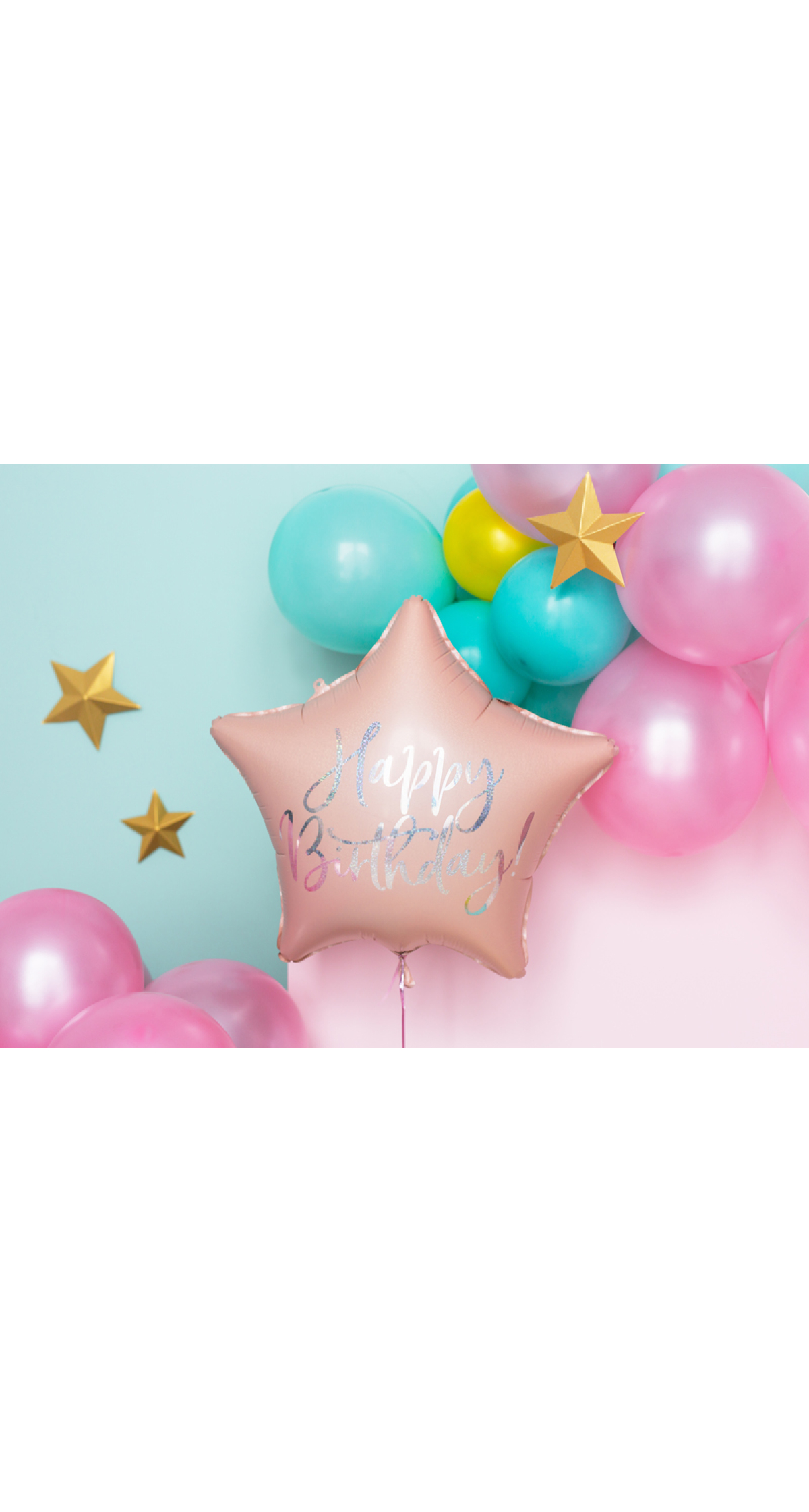 Foil Balloon Happy Birthday, 40cm, Light Powder Pink