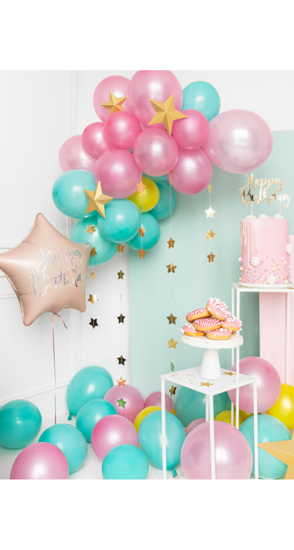 Foil Balloon Happy Birthday, 40cm, Light Powder Pink
