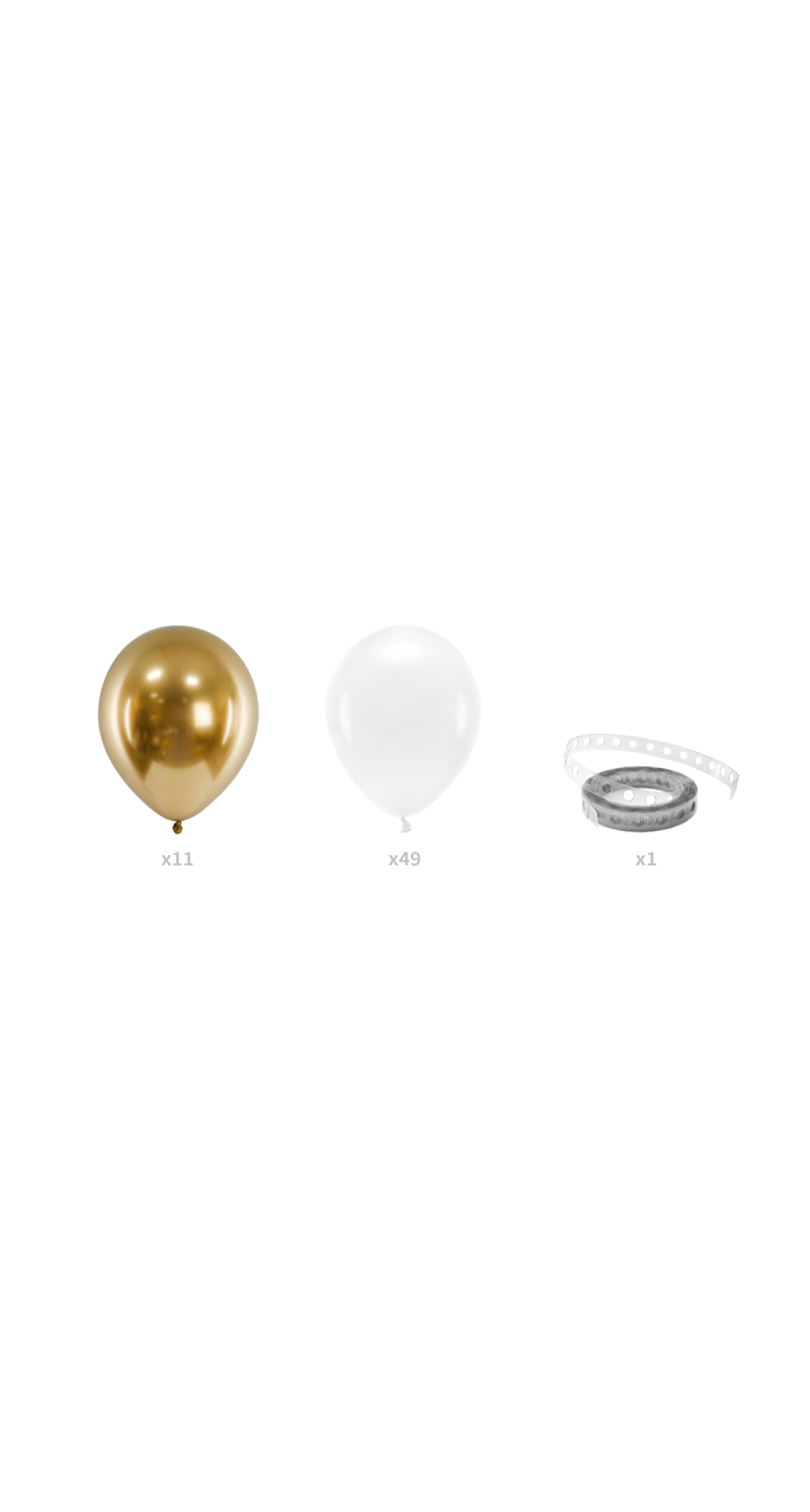Balloon Garland - White And Gold, 200cm (1 pkt / 60 pc.)