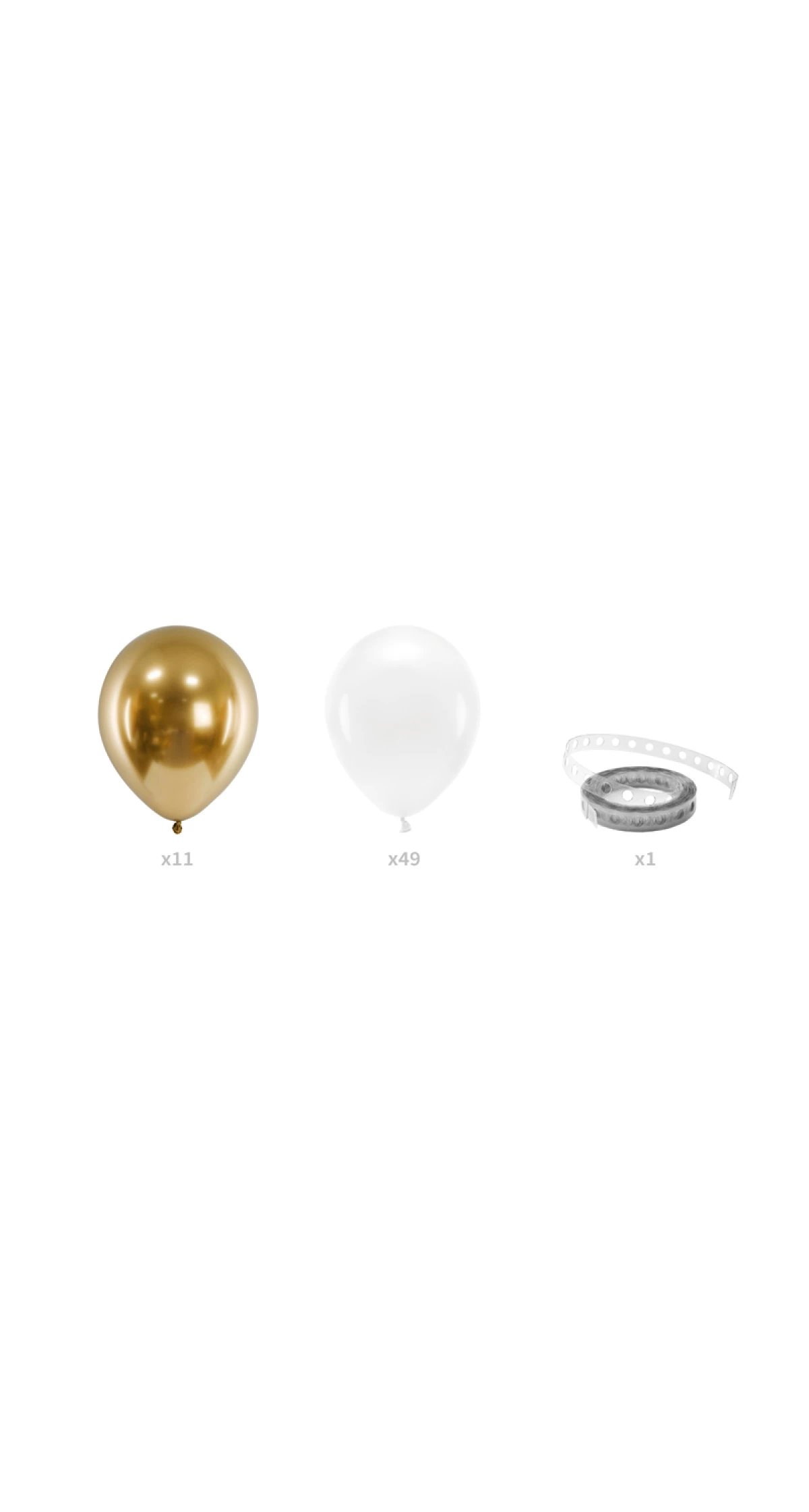 Balloon Garland - White And Gold, 200cm (1 pkt / 60 pc.)