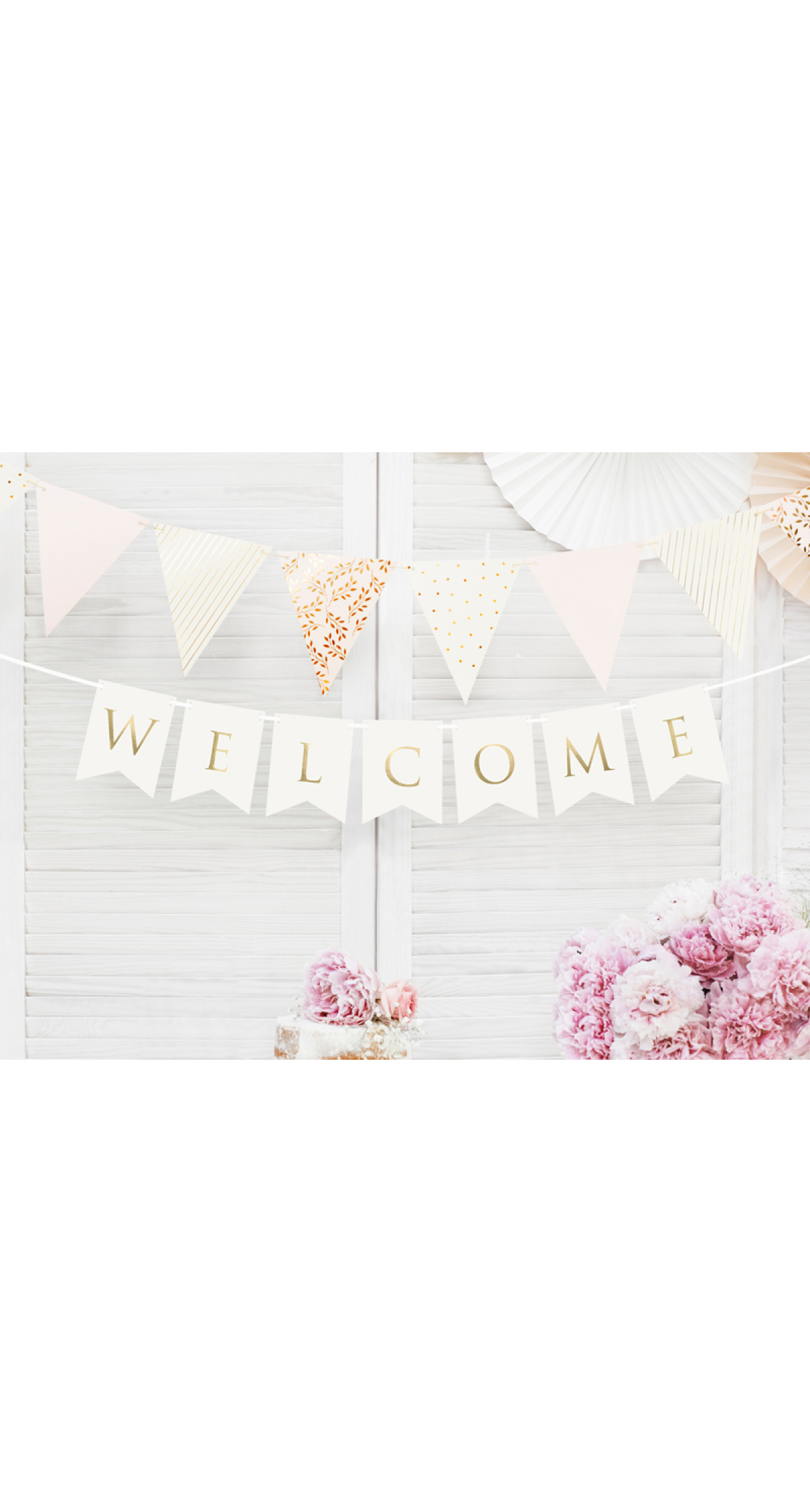 Banner Welcome, White, 15 x 95 cm