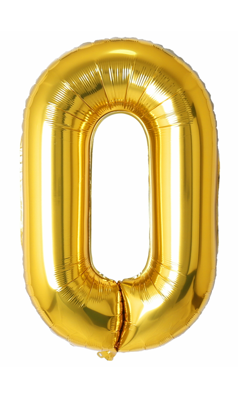 34 Inch Foil Balloon Number 0 - Gold