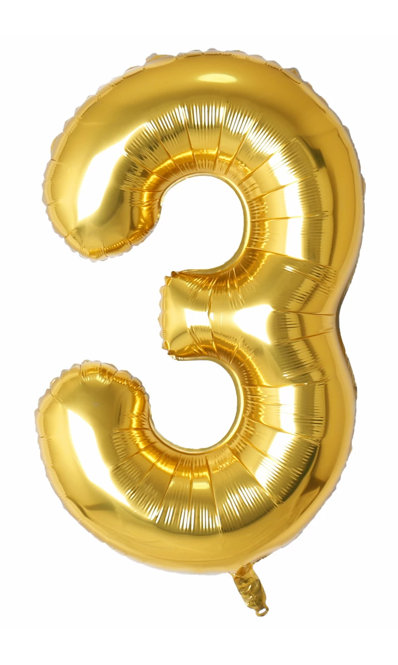 34 Inch Foil Balloon Number 3 - Gold