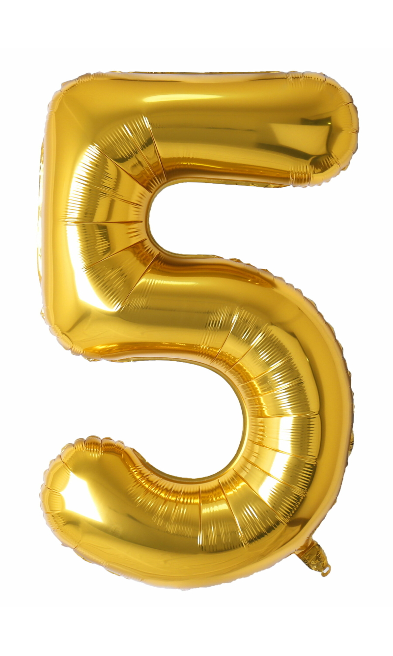 34 Inch Foil Balloon Number 5 - Gold