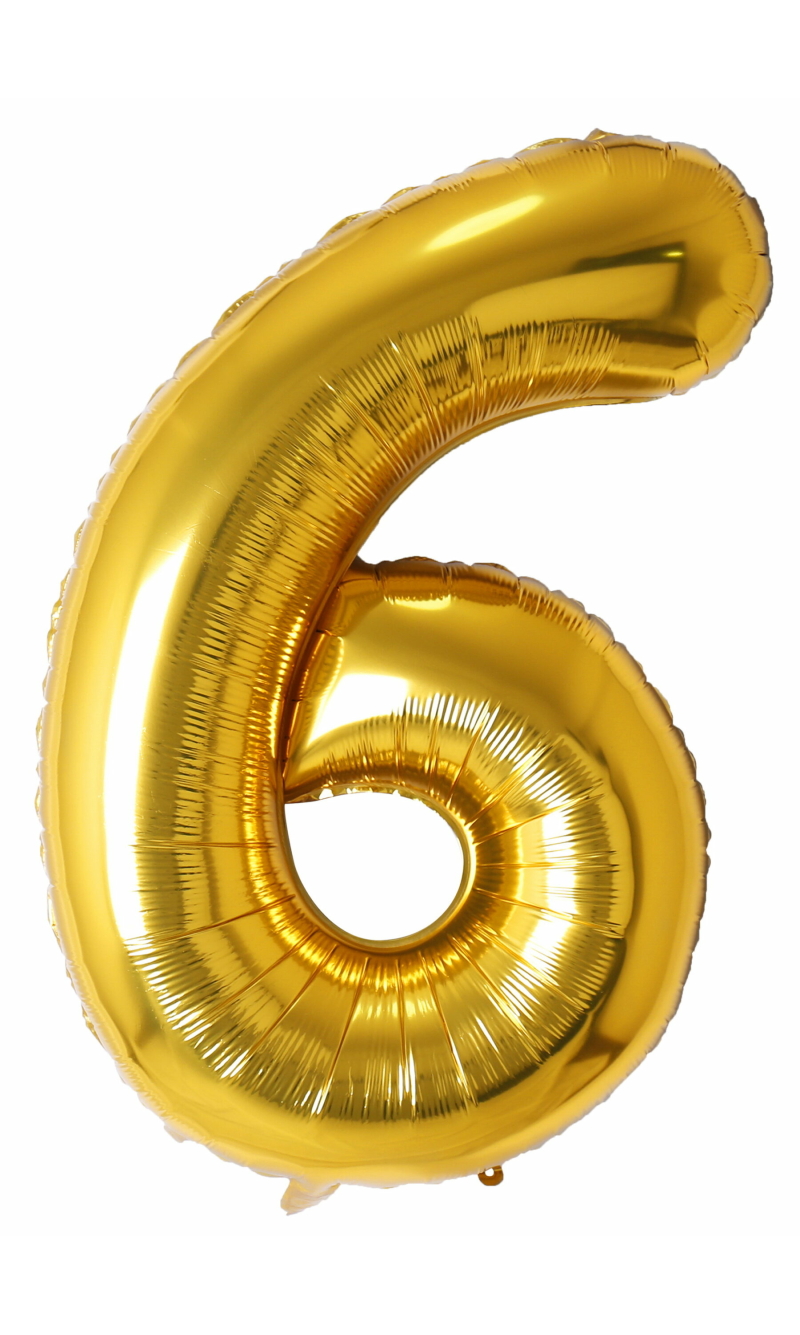 34 Inch Foil Balloon Number 6 - Gold