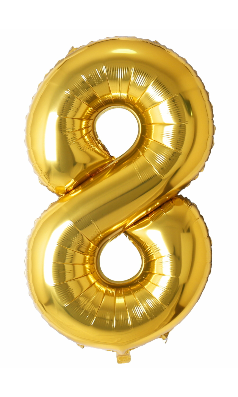 34 Inch Foil Balloon Number 8 - Gold