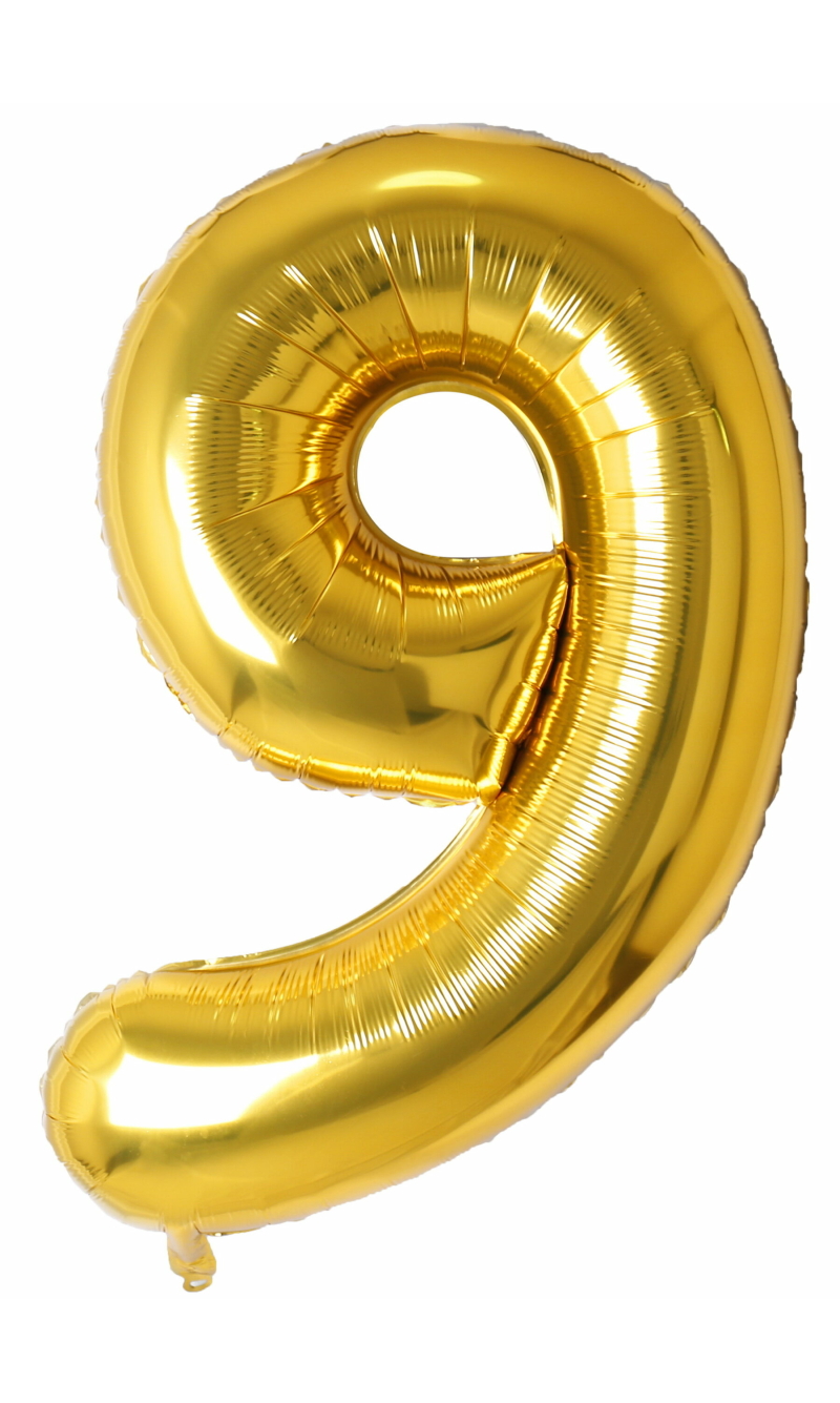 34 Inch Foil Balloon Number 9 - Gold