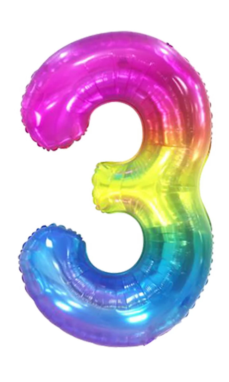34 Inch Foil Balloon Number 3 - Gradient