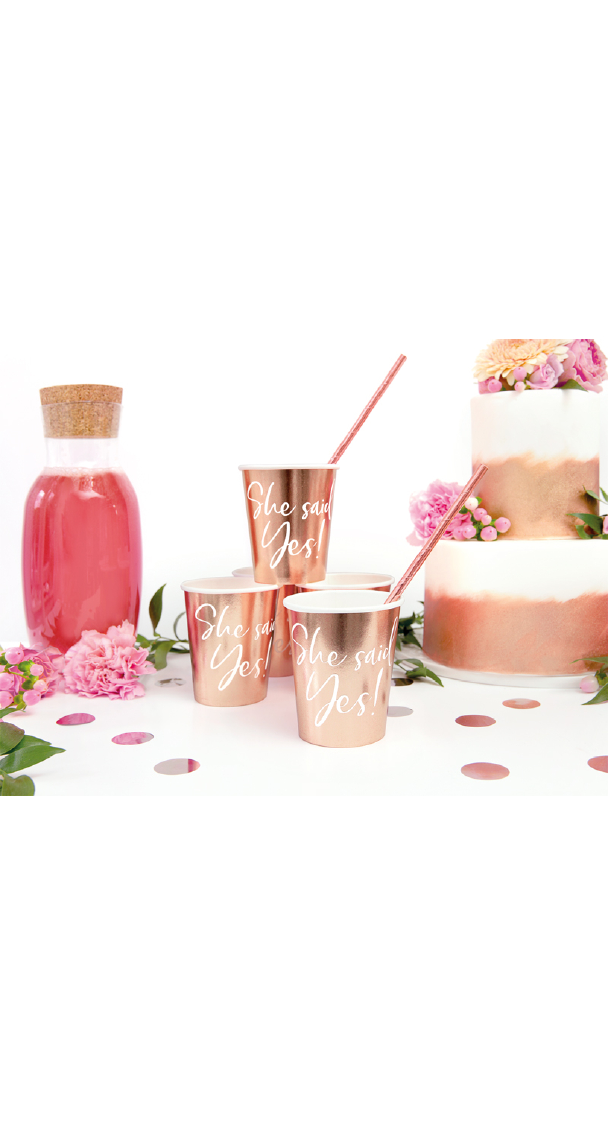 Cups She Said Yes!, Rose Gold, 220ml (1pkt / 6pc)