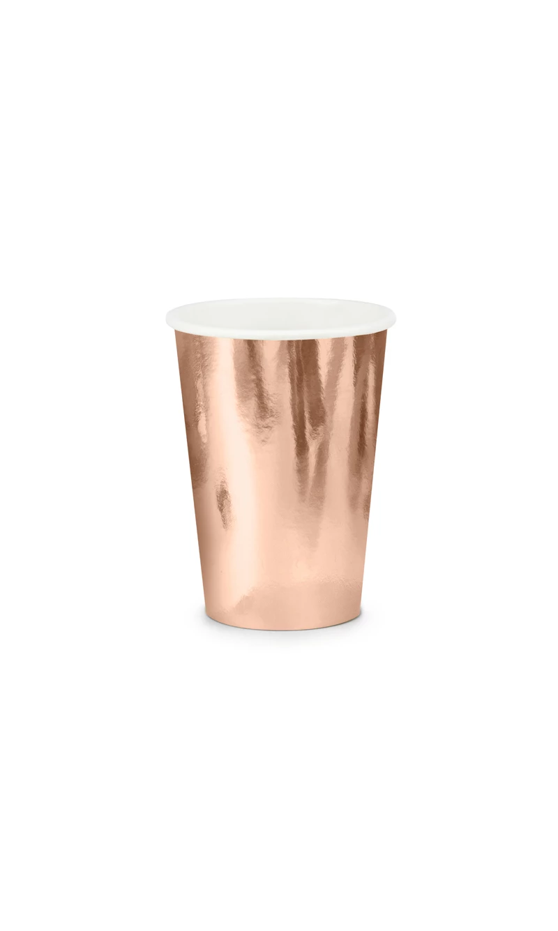 Paper Cups, Rose Gold, 220ml (1pkt / 6pc)