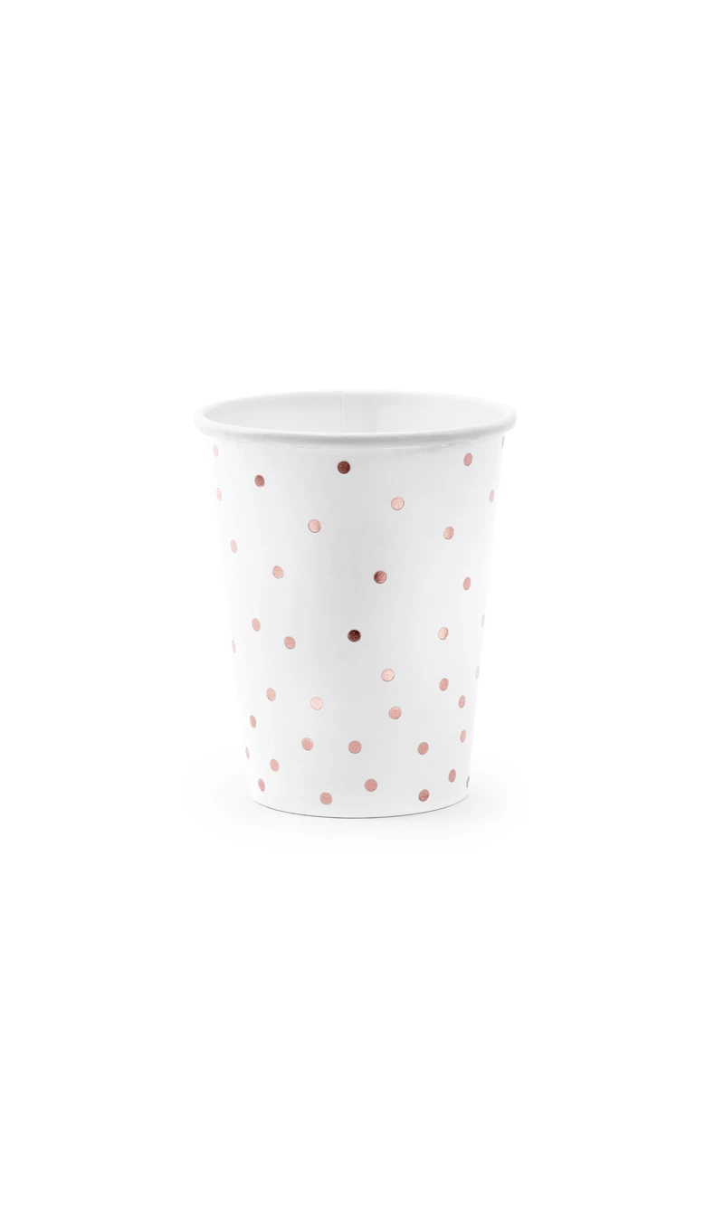 Cups Polka Dots, White, 260ml (1pkt / 6pc)