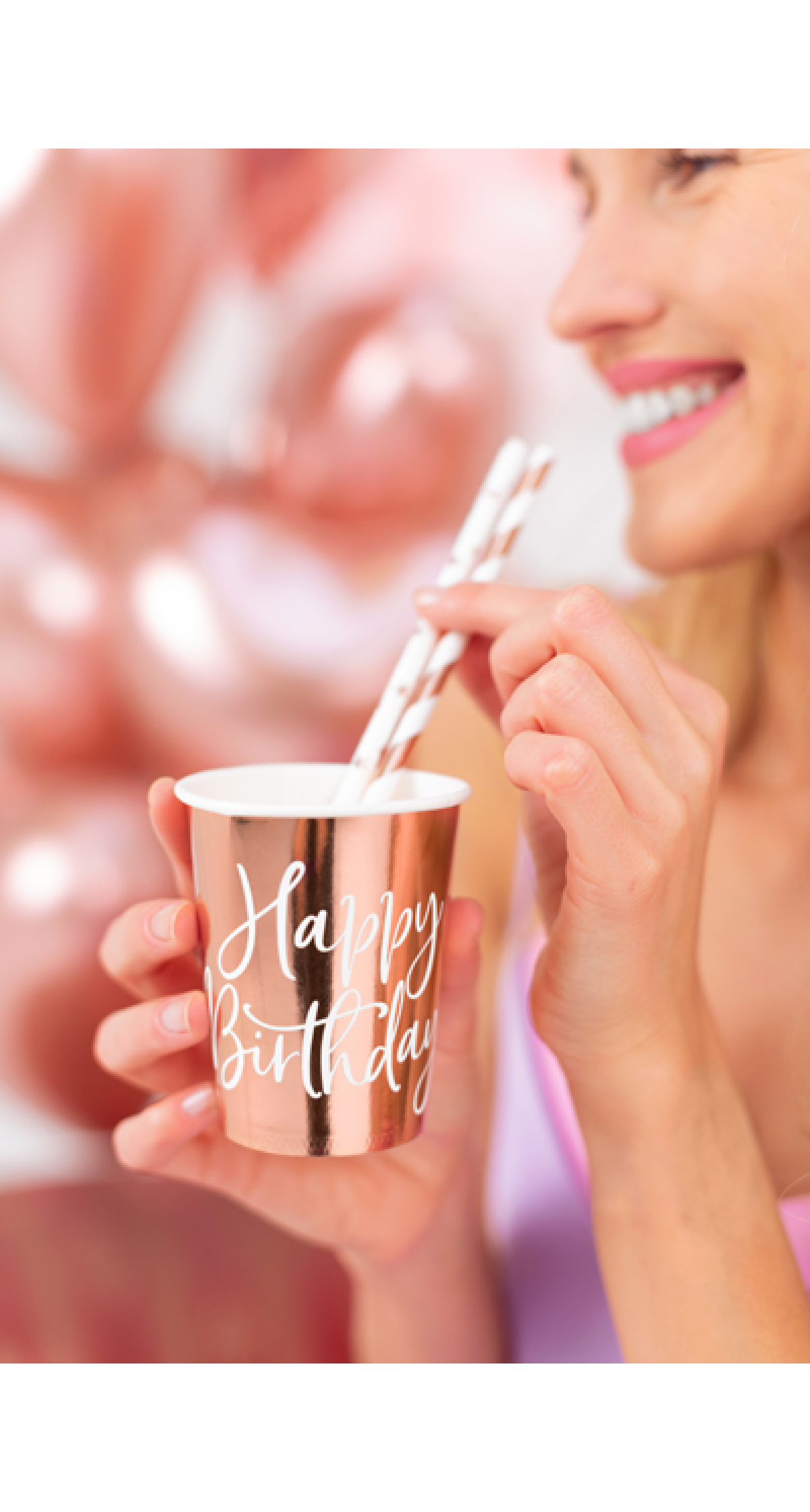 Cups Happy Birthday!, Rose Gold, 260ml (1pkt / 6pc)