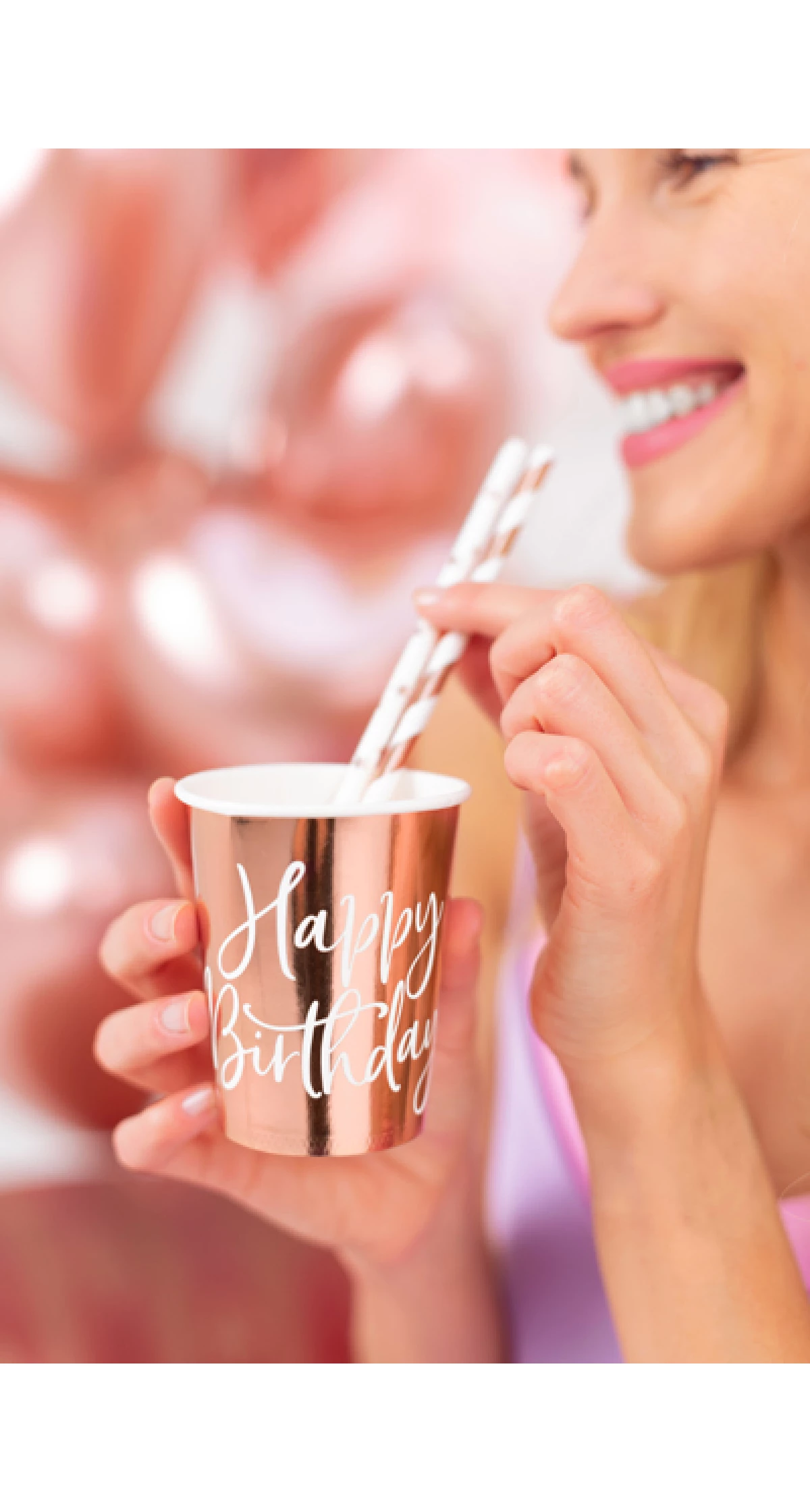 Cups Happy Birthday!, Rose Gold, 260ml (1pkt / 6pc)
